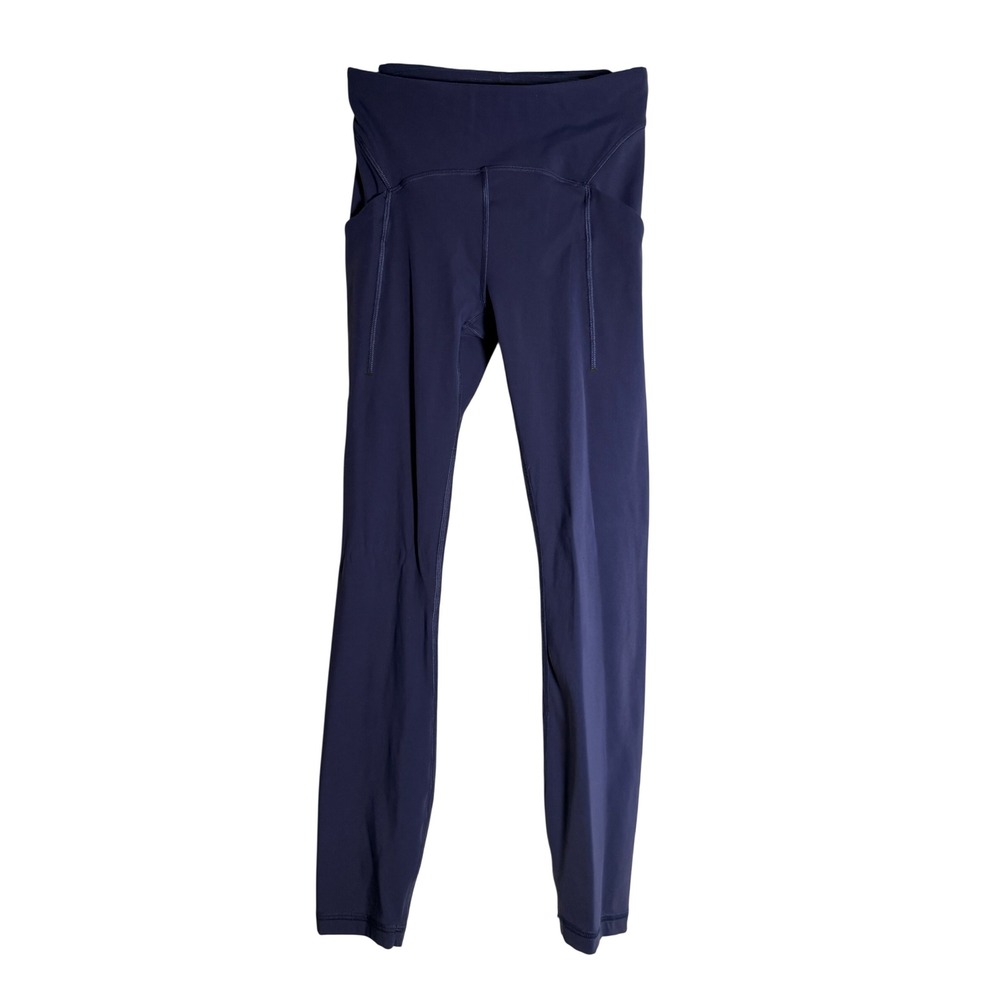 Lululemon Fast and Free High Rise Leggings Navy Blue Size 4 Pockets 24 Inseam